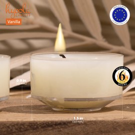 HYOOLA Scented Tealight Candles - Clear Cup - Vanilla Tealight Candles Scented - 6 Hour Burn Time - 15 Pack - European Made