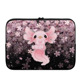 Showudesigns Sakura Axolotl Laptop Sleeve Case for Women Girls Neoprene Laptop Sleeve 12 inch Portable Accessory Bag for Friends Tablet Bag Cherry Blossom