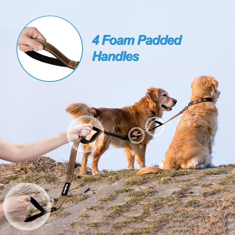 PetBonus Double Dog Leash, No Tangle Dual Leash, Reflective Walking