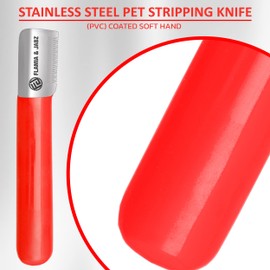FLAMIA & JABZ Stripping Knife for Dogs, Right Handed, Stainless Steel with Plastic Grip (Fine)