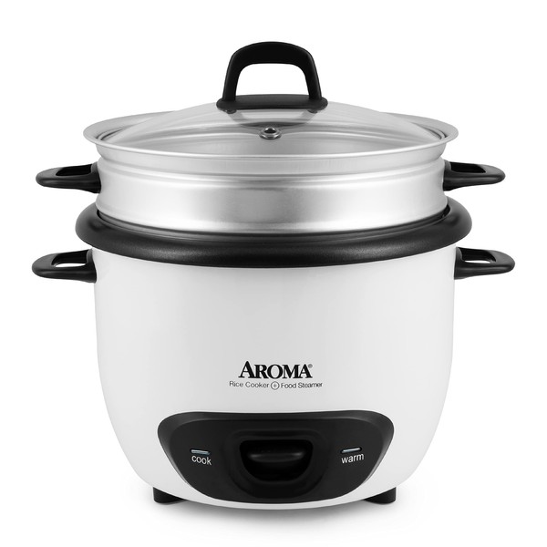 Aroma Housewares 14-Cup (Cooked) (7-Cup UNCOOKED) Pot Style Rice Cooker and Food Steamer (ARC-747-1NG),White