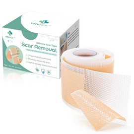 YRVHCK Medical Grade Soft Silicone Tape for Scar Removal (1''x 120'') Scar Treatment, 1 Roll 180cm with 5cm Crease Silicone Scar Sheets, Keloid Bump Removal Easy to Tear Without Scissors