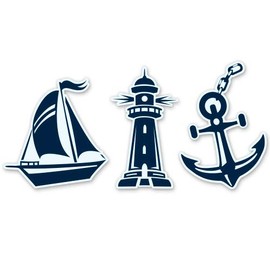 GT Graphics Nautical Set Sailboat Anchor Lighthouse - Vinyl Sticker Waterproof Decal