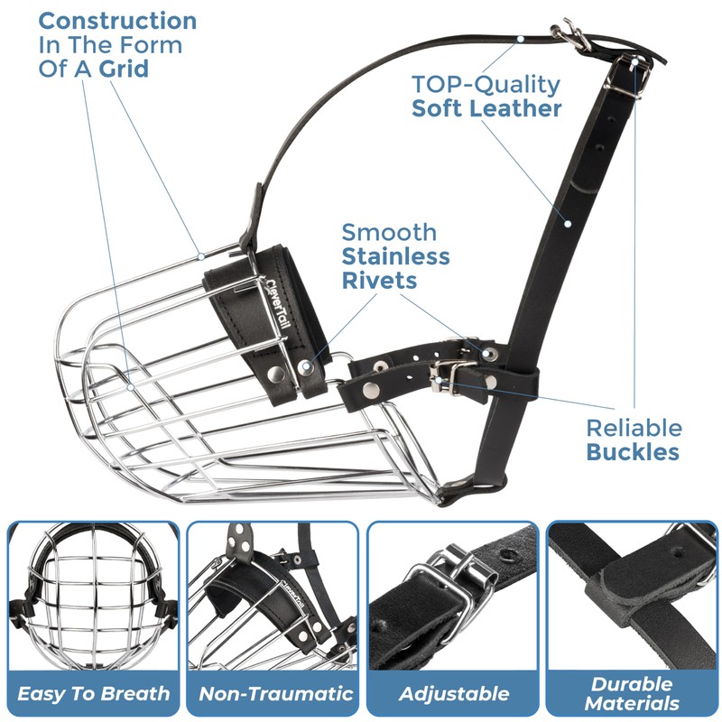 CleverTail Metal Pitbull Muzzle for Large Sized Dog – Basket