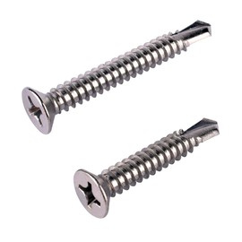 KOSJETHAS #12 x 5/8" Sheet Metal Self Drilling Screws 410 Stainless Steel Phillips Countersunk Flat Head Self Tapping Screw 50Pcs
