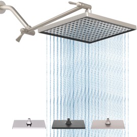 Cobbe Rainfall Shower Head for Bathroom, 11.8 Inch Large Rectangular with Adjustable Stainless Steel 11 Inch Extension Arm - Premium Quality Luxury Experience, No Tools Installation, Brushed Nickel