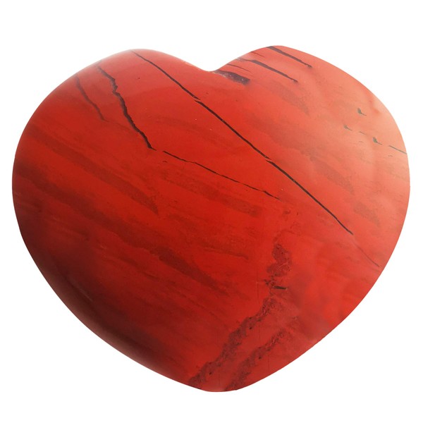 Loveliome Natural Red Jasper Heart Love Chakra Stone,Polished Palm Crystals and Healing Stone (1.8 Inch)