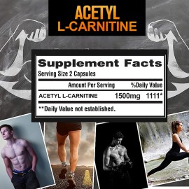 Nature's Live Acetyl L-Carnitine 1500mg, 120 Capsules - Non-GMO and Gluten Free