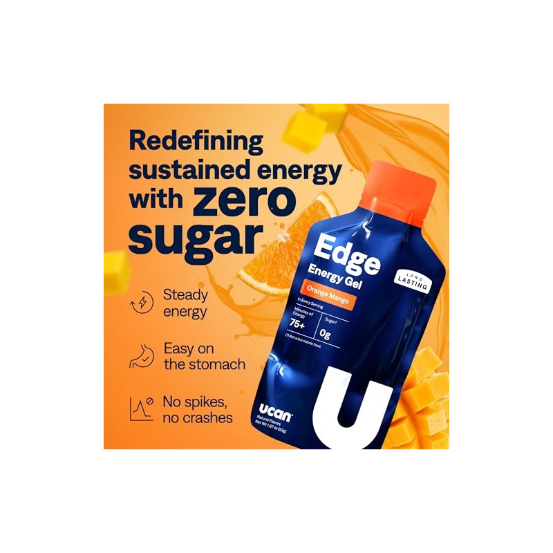 UCAN Geles energéticos Edge Energy Shots, sabor a naranja y