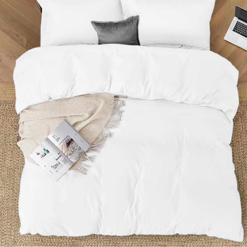 SSW HOMES Duvet Cover Single (White) - 2 Pcs Brushed