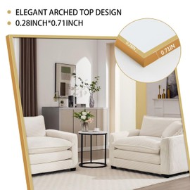 Simple Deluxe 59"x16" Full Length Mirror with Stand, Shatter-Proof Glass Aluminum Frame Mirror, Free Standing Leaning Mirrors Hanging Mounted Mirrors for Bathroom Living Room, Gold