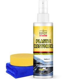 Car Plastic Restorer, Car Exterior and Interior Plastic Repair Spray, Restores Faded and Dull Plastic, Rubber, Vinyl Back to Black and Add Durability & UV Protection for Cars -3.4oz/100ml