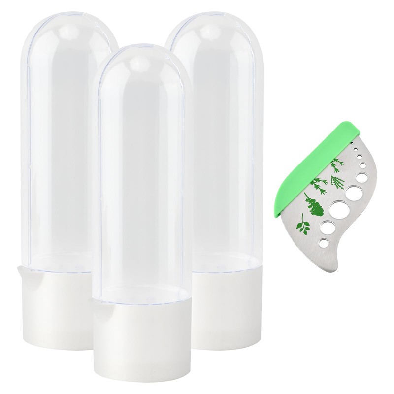 3Pcs Refrigerator Herb Keeper Containers,Herb Saver Jars with Herb Stripper