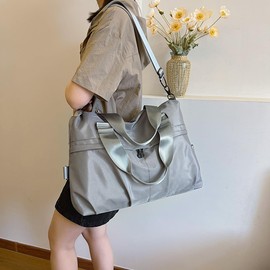 HUA ANGEL Small Travel Bag Women's Men's Sports Bag with Many Pockets Large Handbag Women's Shoulder Bag Nylon Bag for Weekender Travel Sport Shopper Every Day, black, travel bag