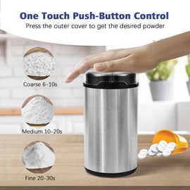 Electric Pill Crusher Grinder - Grind and Pulverize Small and Large Medication and Vitamin Tablets to Fine Powder Extremely, Suitable for Grinding Multiple Pills, Pill Crushers for Elderly (Gray)