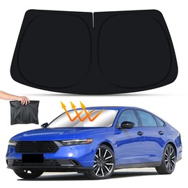 LUNQIN Car Sun Shade for Honda Accord 2023 2024 and Accord Hybrid 23-24 Auto Interior Accessories Front Windshield Sunshade Foldable Insulation Reflective Protector Parasol Window Curtains Cover Visor