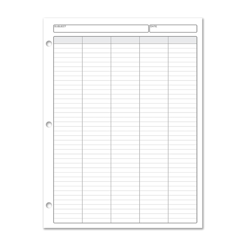 BookFactory 5 Column Columnar Pad/Five Columns Notepad Format - 50