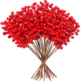 30 Pcs Christmas Red Berry Stems,13.4 Inch Artificial Red Berry Picks,Fake Berries Branch for Christmas Tree,Home Decor,Festival,Holiday,Wedding,DIY Crafts,Winter