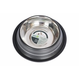 Iconic Pet Color Splash Stripe Stainless Steel Dog Food Bowl with Removable Non- Skid Ring makes it a Stable Puppy Water Bowl in Varying Sizes and Colors - Rust Free Feeding Bowl is Dishwasher Safe