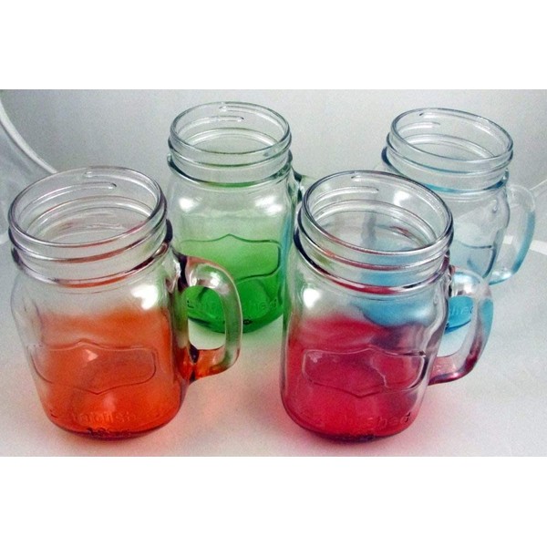 Yorkshire Mason Jar Mug in Assorted Colors, 4 Pieces, Each 17.5 oz (Square)