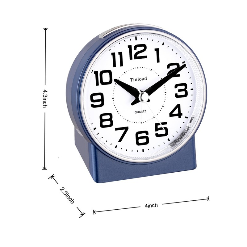 Tinload 4.3" No Ticking Analog Alarm Clock,Silent Readable for Seniors,Easy