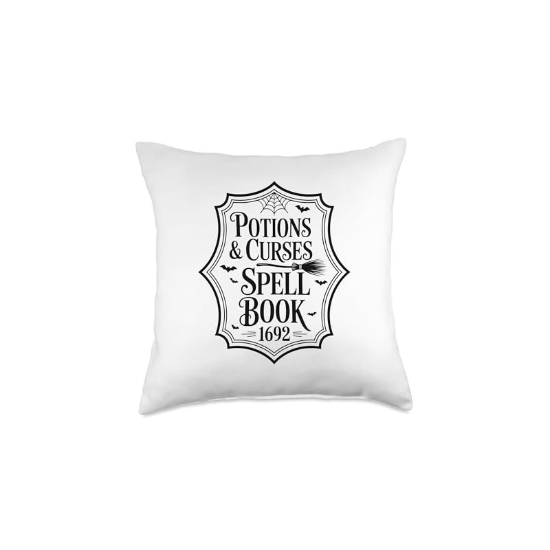 Potions and Curses Spell Book 1692 Magic Throw Pillow
