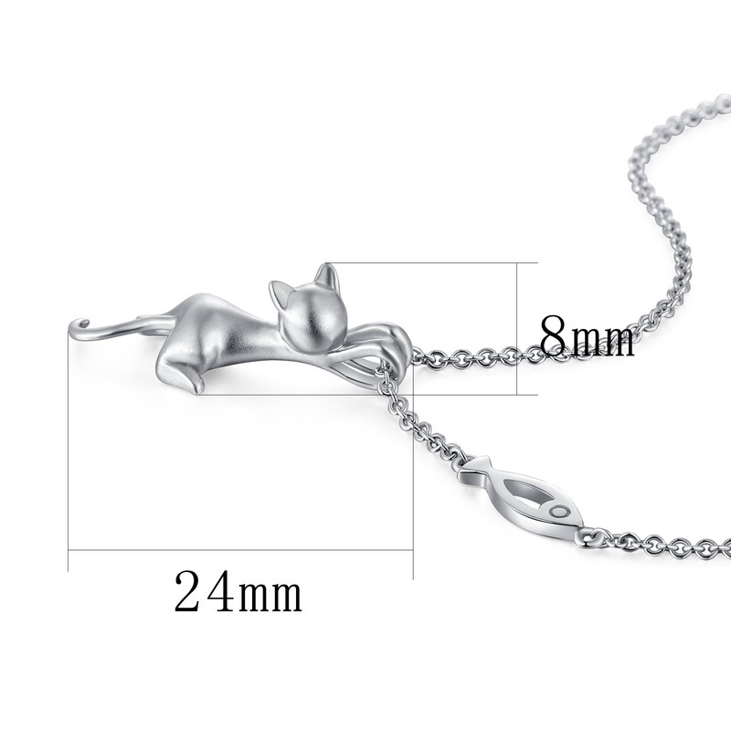 Jiamiaoi Women's Cat Necklace, Sterling Silver Cat Pendant, Jewellery, Silver