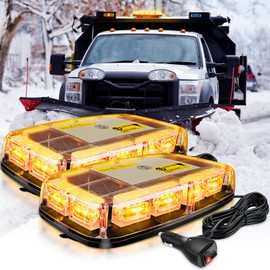 Nilight 2PCS 12 Inch Roof Top Strobe Lights 48LED Hazard Light Emergency Safety Warning LED Flashing Bar Magnetic Mount 12V 24V for Cars Trucks Snow Plow Construction Vehicles