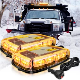 Nilight 2PCS 12 Inch Roof Top Strobe Lights 48LED Hazard Light Emergency Safety Warning LED Flashing Bar Magnetic Mount 12V 24V for Cars Trucks Snow Plow Construction Vehicles
