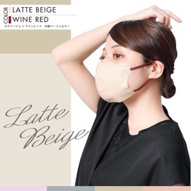 MASMIX ツートーンカラーマスク 立体タイプ 30枚入 ラテベージュ×ワインレッド