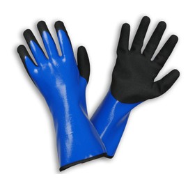 ROSTAING Liquido Gloves - A Pair of 100% Waterproof Work Gloves - For Masonry, Sandblasting, Facade Work - Half Length Protective Gloves in Blue and Black - Useful for Cement