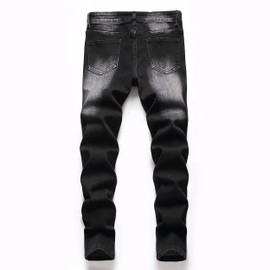 Boy's Skinny Fit Elastic Waist Ripped Distressed Stretch Fashion Washed Denim Jeans Pants,BlackL0045,12