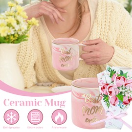 Mothers Day Gifts for Mom, 7 PCS Mothers Day Gift Basket, Best Mom Ever Gifts for Wife, Grandma, Daughter, Friends, Happy Birthday Gift for Mom with 12 Oz Ceramic Mug, Scented Candles, Bracelet