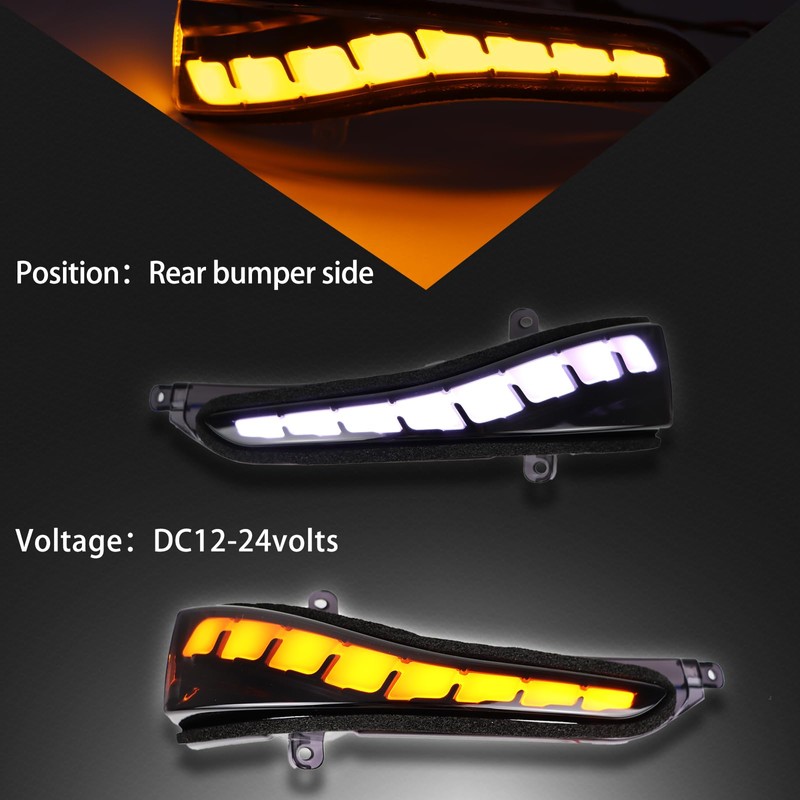 ZDEERAOTO LED Rear Side Mirror Light DRL Amber Sequential Turn