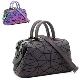 CAFINY Geometric Purse for Women, Luminous Purses and Shoulder Handbags, Reflective Dumpling Bags and Holographic Crossbody Bag