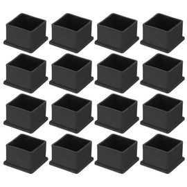 QUARKZMAN Pack of 16 PVC Square Chair Leg Caps, 35 mm x 35 mm OD Black Furniture Feet Pads, Table Foot Covers, Floor Protectors for Patio Table, Cabinet, Bed Furniture