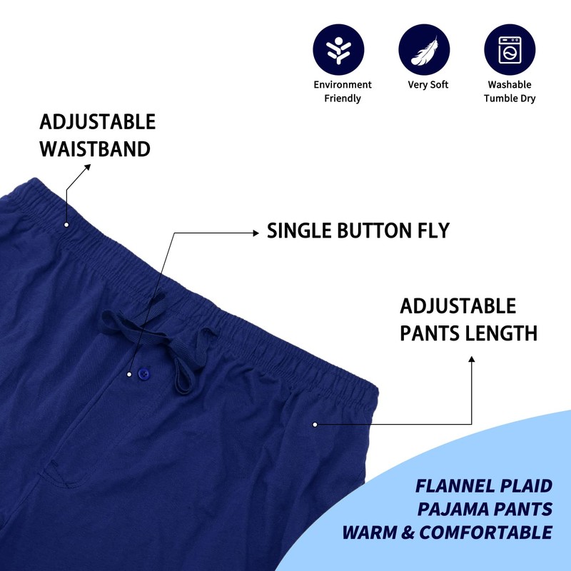 Bintangor Pantalones de pijama para hombre, 100% algodón, cintura elástica,