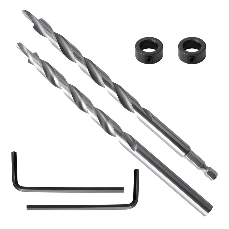 2 Pcs 9.5mm Pocket Hole Drill Bits, High Speed Steel