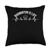 Ecg Heartbeat Badminton Player Shuttlecock Sports Smash Throw Pillow