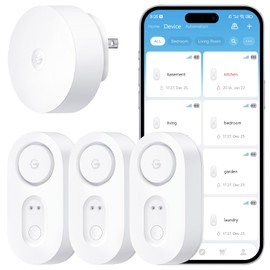 GoveeLife Upgraded Smart Water Leak Detector 1s with 1804ft Ultra-Long Range, WiFi Water Sensor with SMS/Email/APP Push and Sound Alarm, 5-Year Battery Life, Suit for Home, Basement, Kitchen, 3 Pack