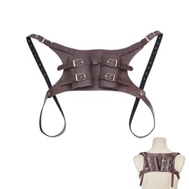 NBEADS Sword Back Holder, Adjustable Sword Shoulder Back Sheath Holder Medieval Retro Sword Frog and Back Case Leather Double Back Sword Frog Belt for Cosplay Party, Coconut Brown