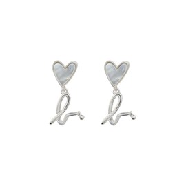 Agnes B H925 Women's Logo Heart Drop Earrings