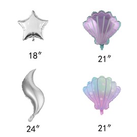 Mermaid Tail Balloons and Seashell Star Balloons for Baby Shower Mermaid Sea Themed Birthday Party Decorations Supplies