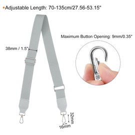 sourcing map Purse Strap Replacement, 27.5-53inch Adjustable Canvas 1.5inch Wide Crossbody Shoulder Strap for Handbag Guitar(Grey, Silver Buckle)