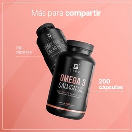 Omega 3 Aceite Puro de Salmn de 200 Cpsulas con 1000 mg por porcin. Ingredientes Naturales. Omega 3 Salmon Oil B Life.                                