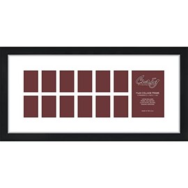 Craig Frames Contemporary, 11x24 Black Picture Frame with White Collage Mat, 13 Openings