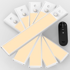 Vovamo Motion Sensor Lighting Indoor with Remote Control,9.8" Rechargeable Under Cabinet Lights, Magnetic Closet Lights Battery Operated (Warm) 5 Pack