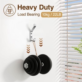 susswiff 10-Pack Wall Hooks for Hanging Coat: 10KG Metal Strong Hook with Screw, Individual Hangers for Clothes Towel, for Bathroom Door, Brushed Silver, 10cm
