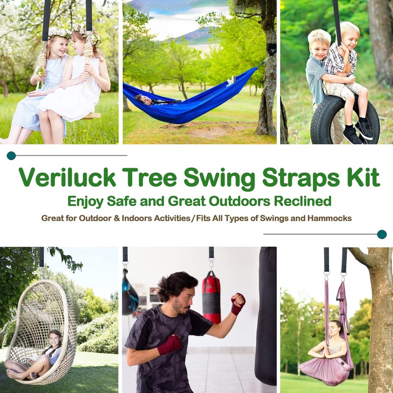 Veriluck Tree Swing Straps Hanging Kit - 3FT/8FT/15FT/20FT/30FT, Strong &