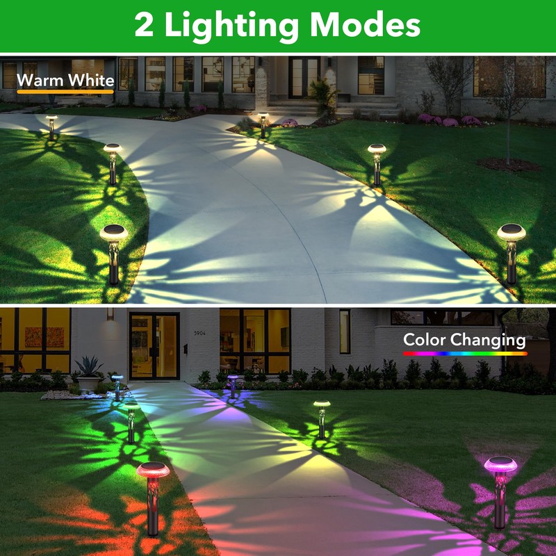 Eyrosa Large Solar Pathway Lights 6 Pack, 8 Modes Solar